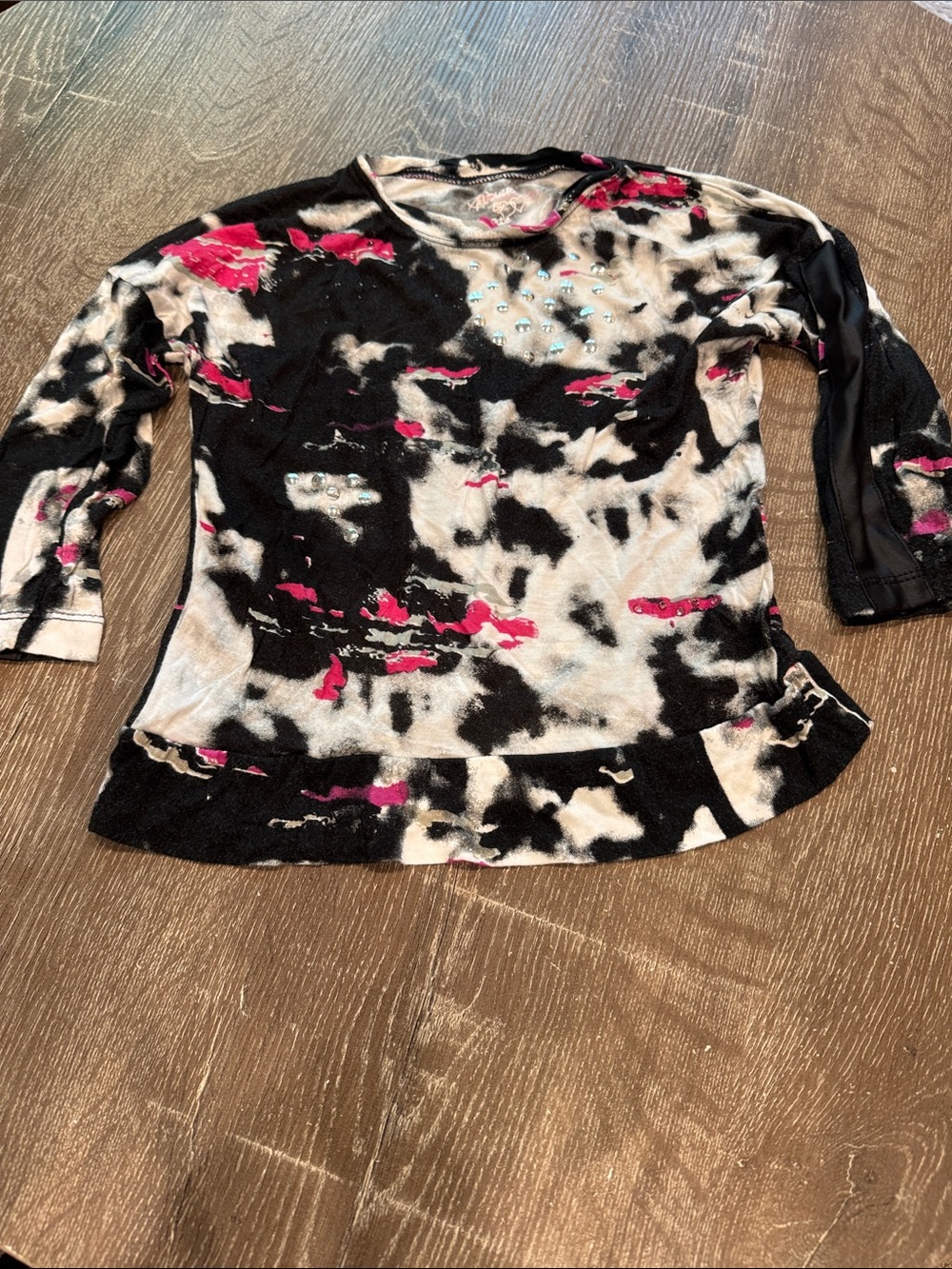 Flowers by Zoe Black and Hot Pink Abstract Top with Rhinestones